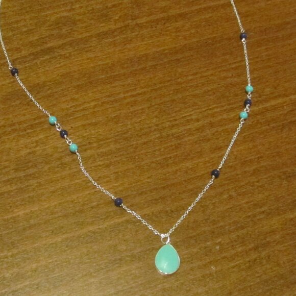 Jewelry - Turquiose and Blue Lapiz-Colored Sterling Silver Necklace